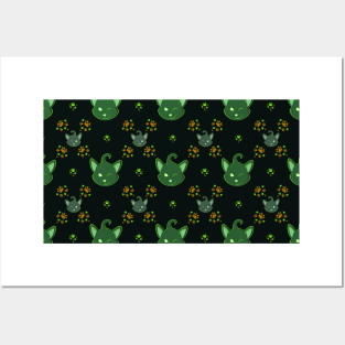 Ghost cat pattern Posters and Art